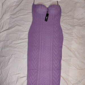 Purple Knitted Midi Dress